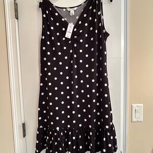 White House Black Market Black and White Polka Dot Dress Large NWT